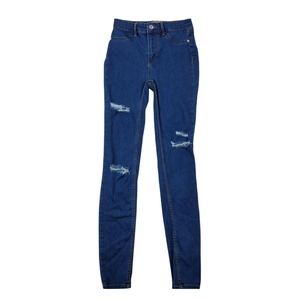 CC - Free People Womens Jeans 25R Regular Skinny Dark Wash Distressed Mid Rise